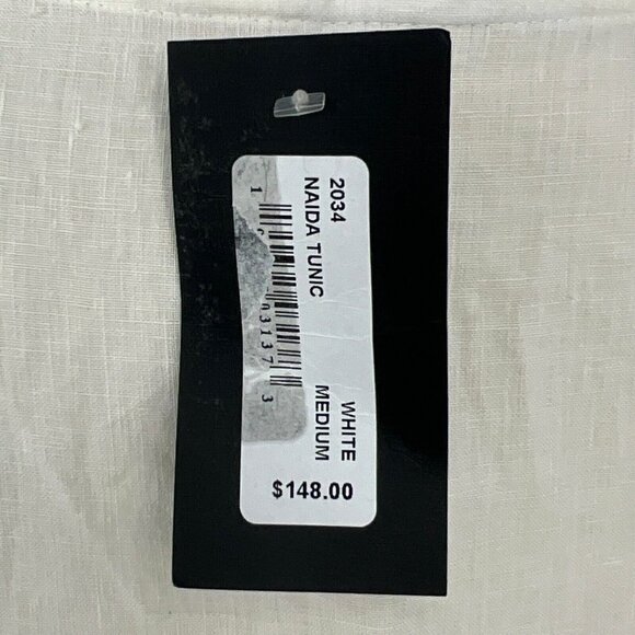 NWT Bryn Walker M Light Linen Naida Tunic Dress White 3/4 Sleeve Asymmetric - Picture 5 of 12